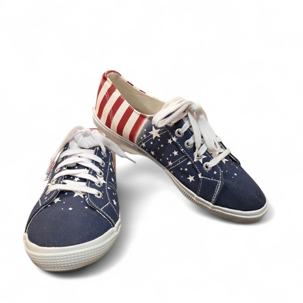 Superga S00BSH0 Womens American Flag Canvas Sneakers Stars Stripes Navy Red sz 8